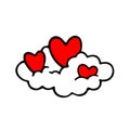 Love doodles elements. Cute hand drawn cloud with hearts. Royalty Free Stock Photo